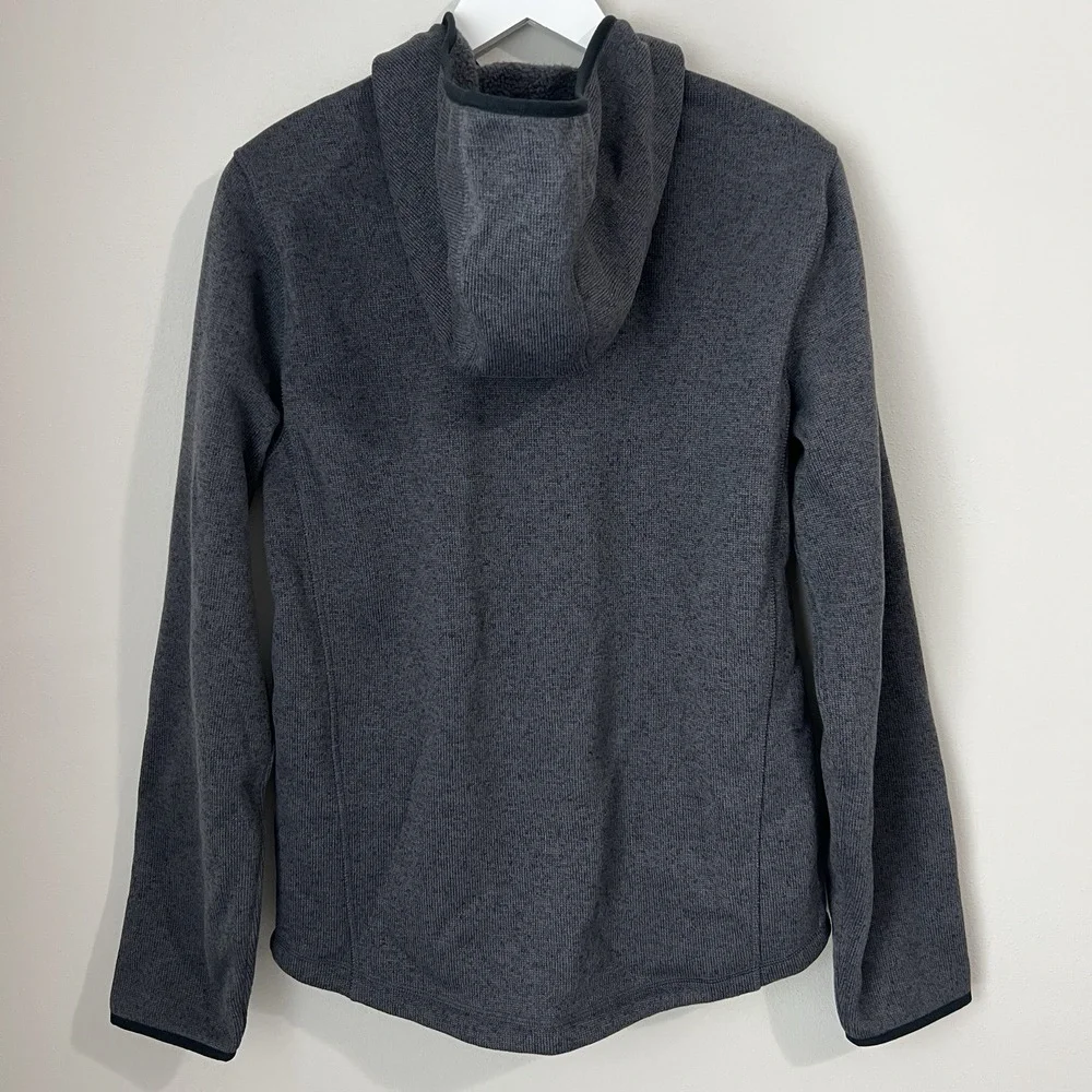 LL Bean Bean's Jacket Men's Small Sweater‎ Fleece Full Zip Hooded Charcoal Gray - Picture 6 of 9